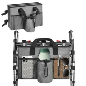 Multi Pocket Wheelchair Armrest Bag With Cup Holder 40 X 25 X 8 Cm