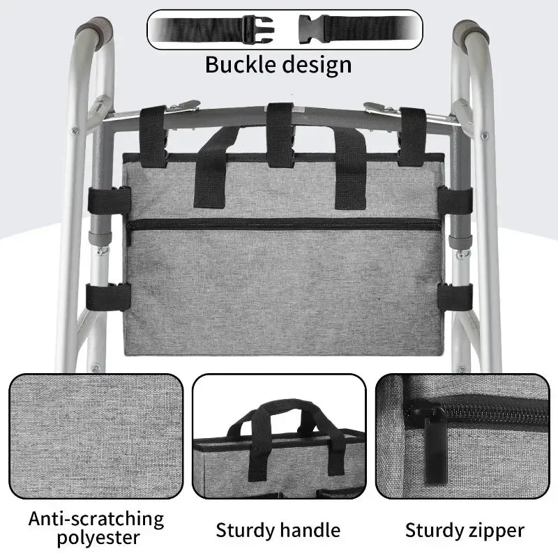 Multi Pocket Wheelchair Armrest Bag With Cup Holder 40 X 25 X 8 Cm