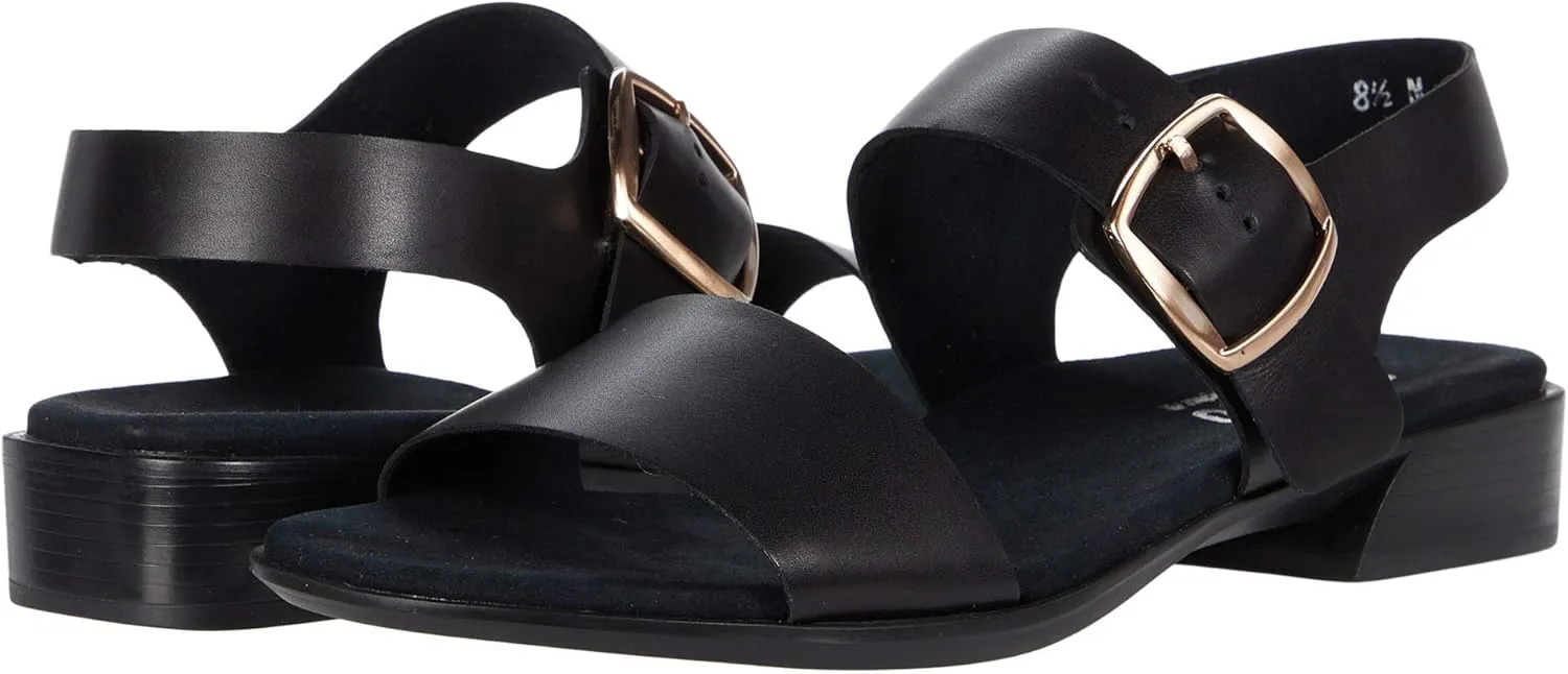 Munro Women's Cleo Heeled Sandal, Black Leather, 7.5
