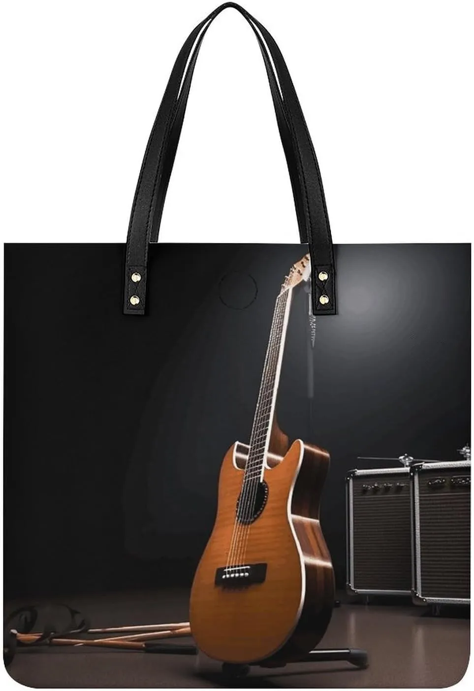 Musical Instrument Guitar Large Leather Handbags Women Fashion Handbag Multifunctional Travel Bag It Is A Great Gift for Mothers, Teachers, Friends, Bridesmaids