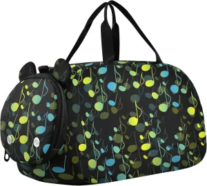 Musical Notes Sports Duffle Bag for Girls Boys, Gym Bag with Shoe Compartment, Kids Travel Overnight Weekender Shoulder Bag