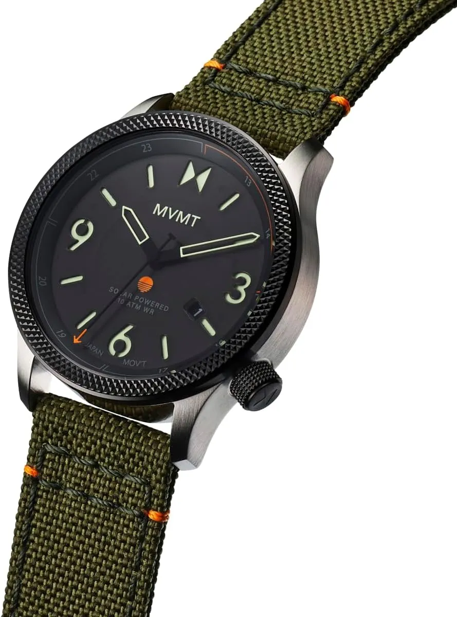 MVMT Men's Field II - Solar Rechargeable - Sport's Watch - Water-Resistant 10 ATM/100 Meters - 41mm