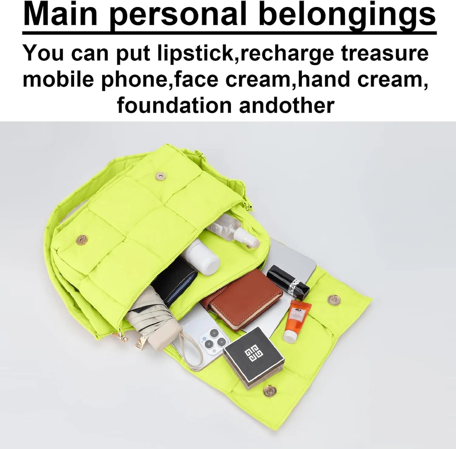NAARIIAN Shoulder bags for women, Light-weight small puffer purses waterproof, hand-woven puffy bag crossbody handbag