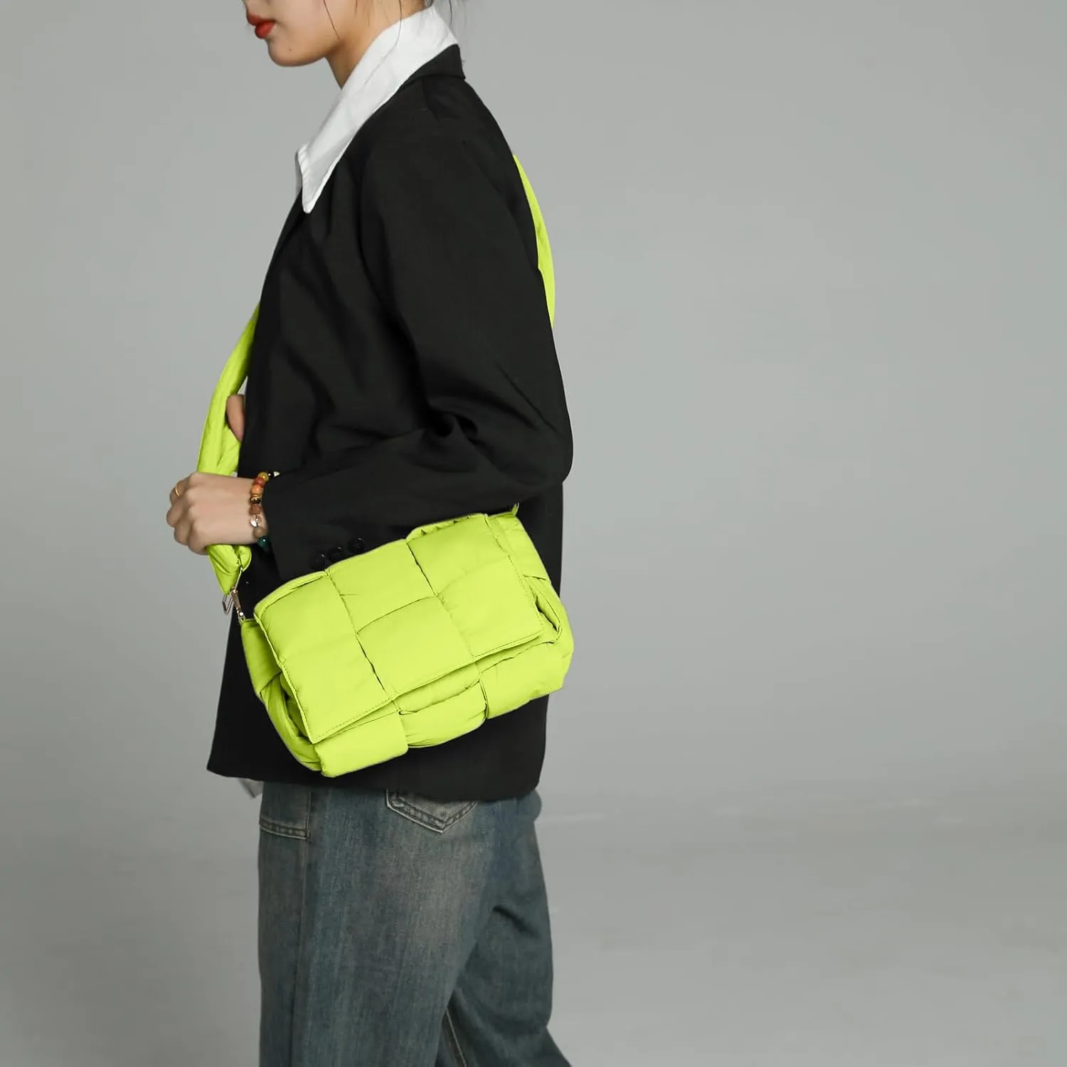 NAARIIAN Shoulder bags for women, Light-weight small puffer purses waterproof, hand-woven puffy bag crossbody handbag
