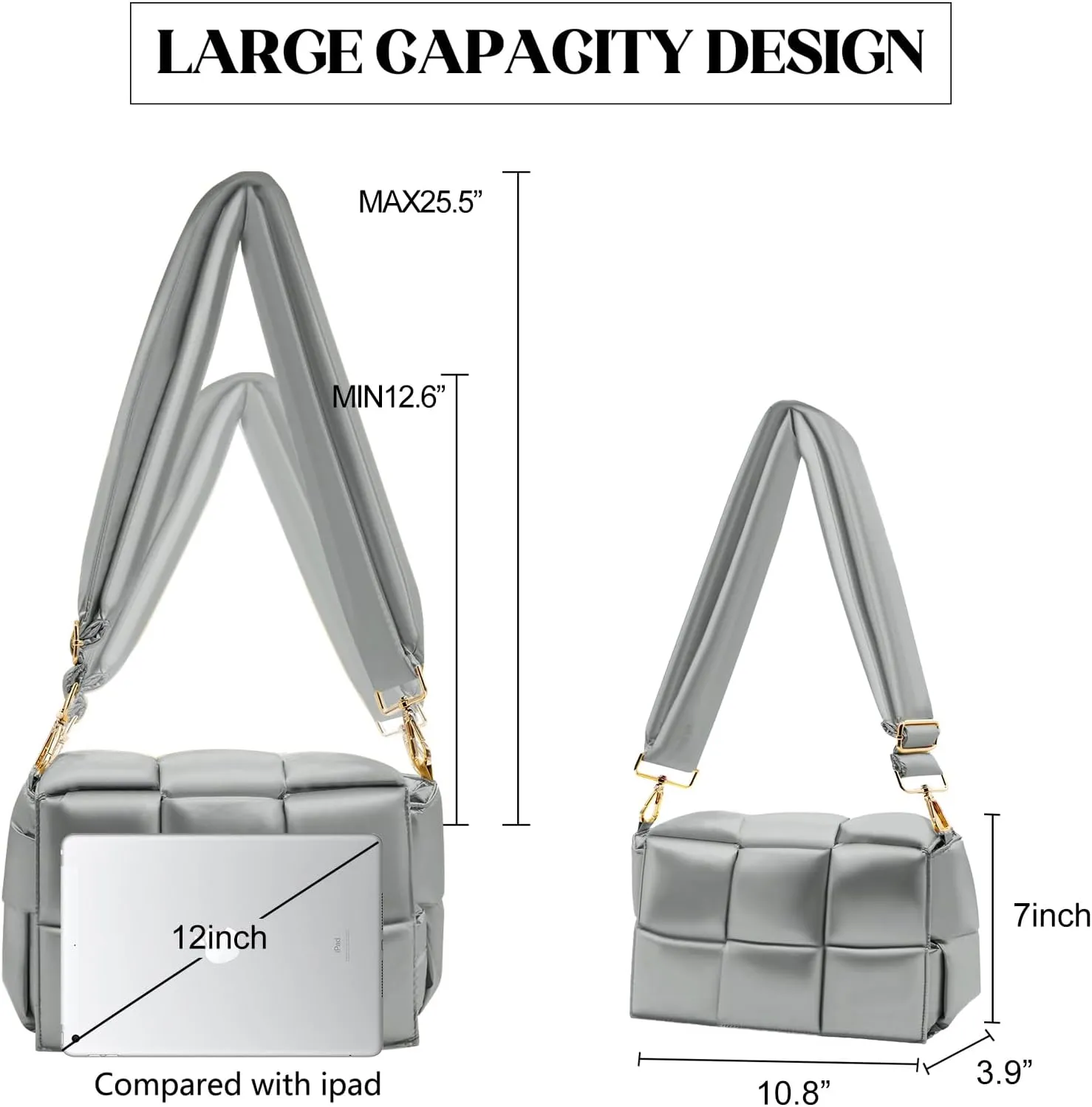 NAARIIAN Shoulder bags for women, Light-weight small puffer purses waterproof, hand-woven puffy bag crossbody handbag