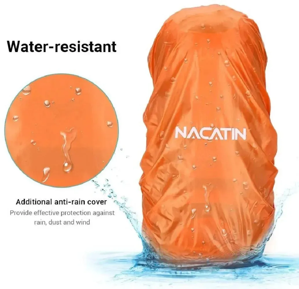 NACATIN Lightweight Red Hiking Backpack - Water-Resistant Climbing Rucksack for Travel Adventures