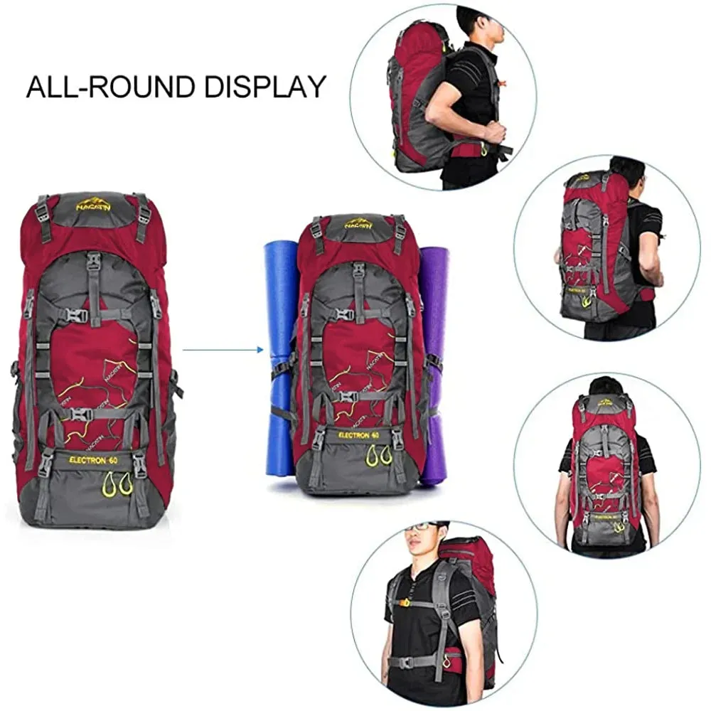 NACATIN Lightweight Red Hiking Backpack - Water-Resistant Climbing Rucksack for Travel Adventures
