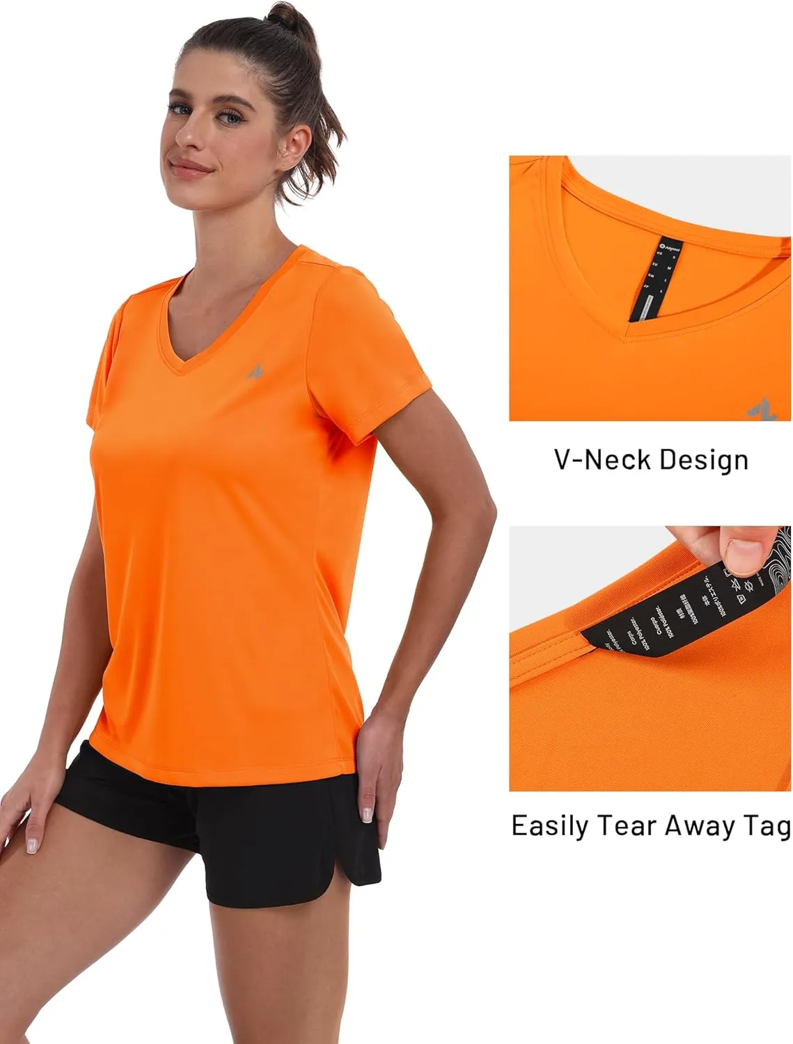 Nepest Women's UPF 50  Sun Shirts Dry Fit Athletic Running Long Sleeve T-Shirts V-Neck Performance Tee Top