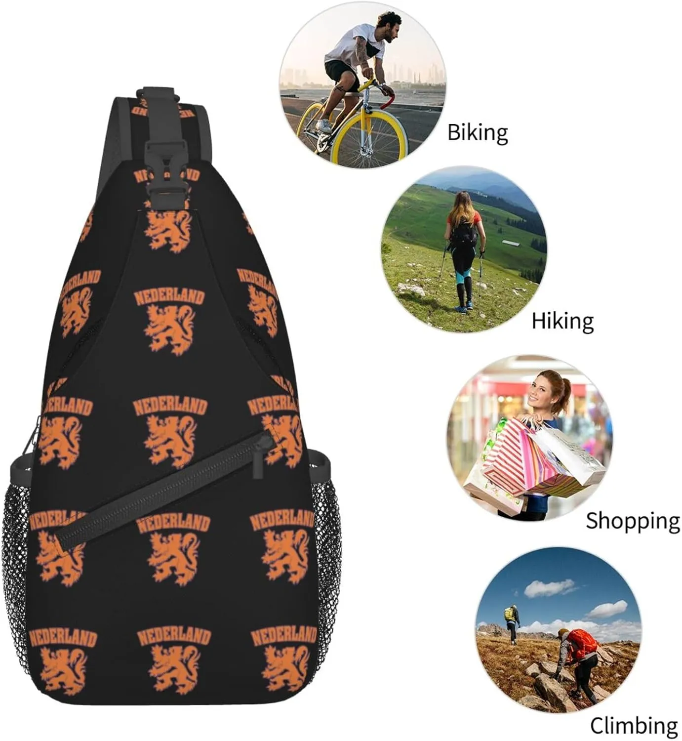 Netherlands Flag Lion Dutch Pride Sling Bag Crossbody Backpack Shoulder Casual Daypack Bag for Men Women