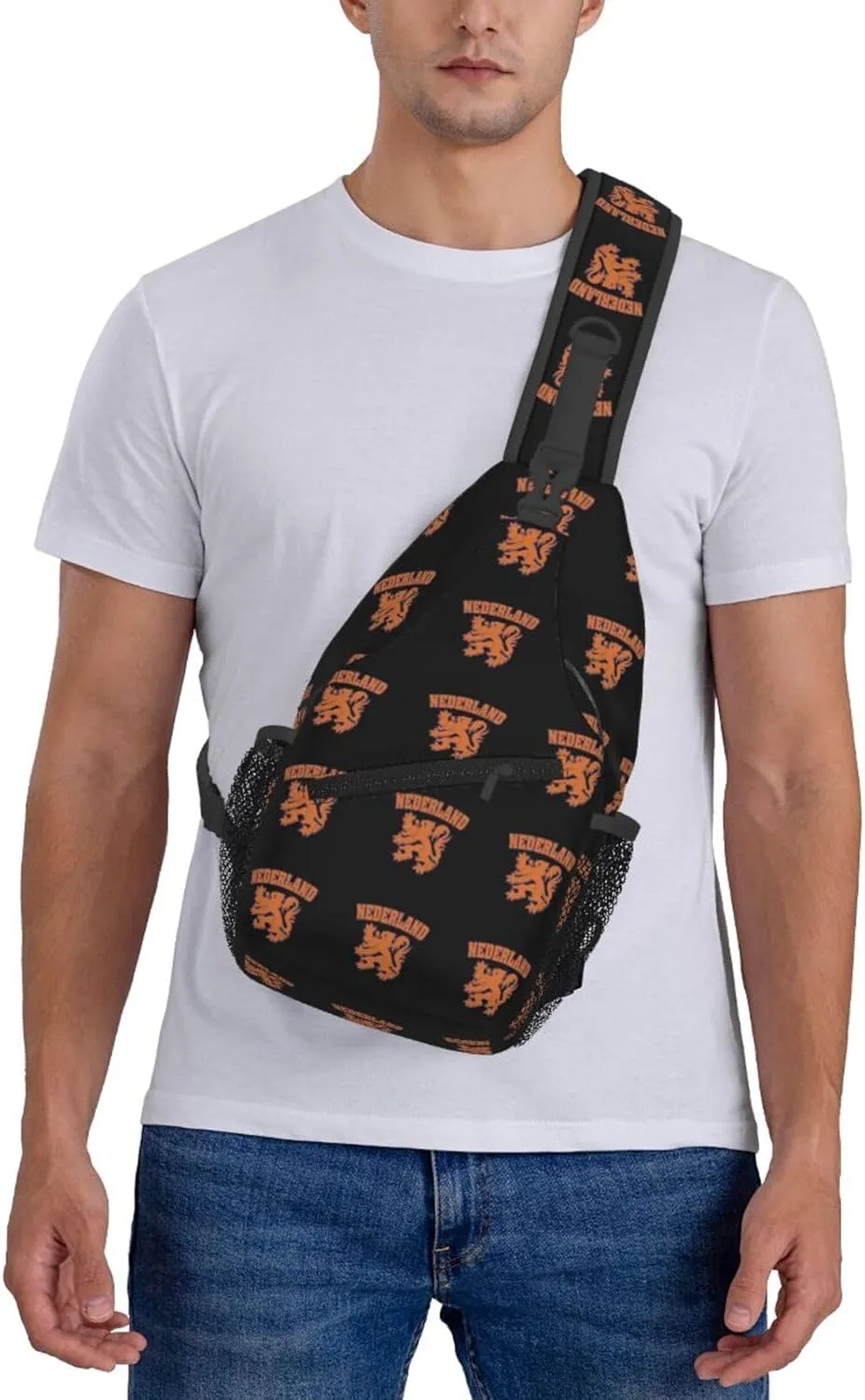 Netherlands Flag Lion Dutch Pride Sling Bag Crossbody Backpack Shoulder Casual Daypack Bag for Men Women