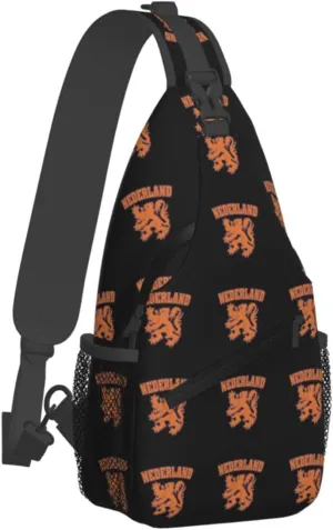 Netherlands Flag Lion Dutch Pride Sling Bag Crossbody Backpack Shoulder Casual Daypack Bag for Men Women