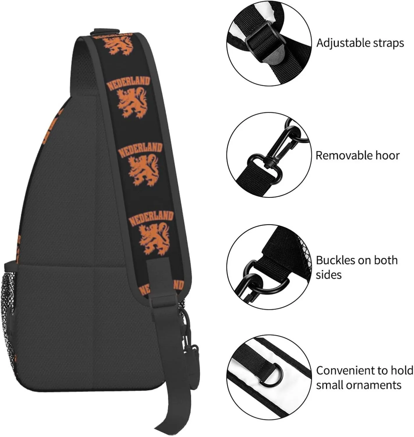 Netherlands Flag Lion Dutch Pride Sling Bag Crossbody Backpack Shoulder Casual Daypack Bag for Men Women