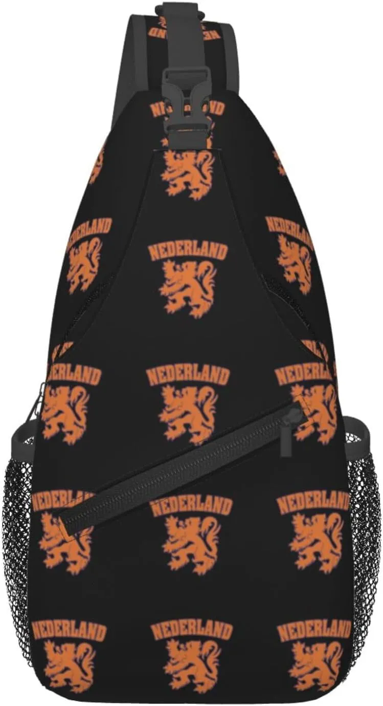 Netherlands Flag Lion Dutch Pride Sling Bag Crossbody Backpack Shoulder Casual Daypack Bag for Men Women