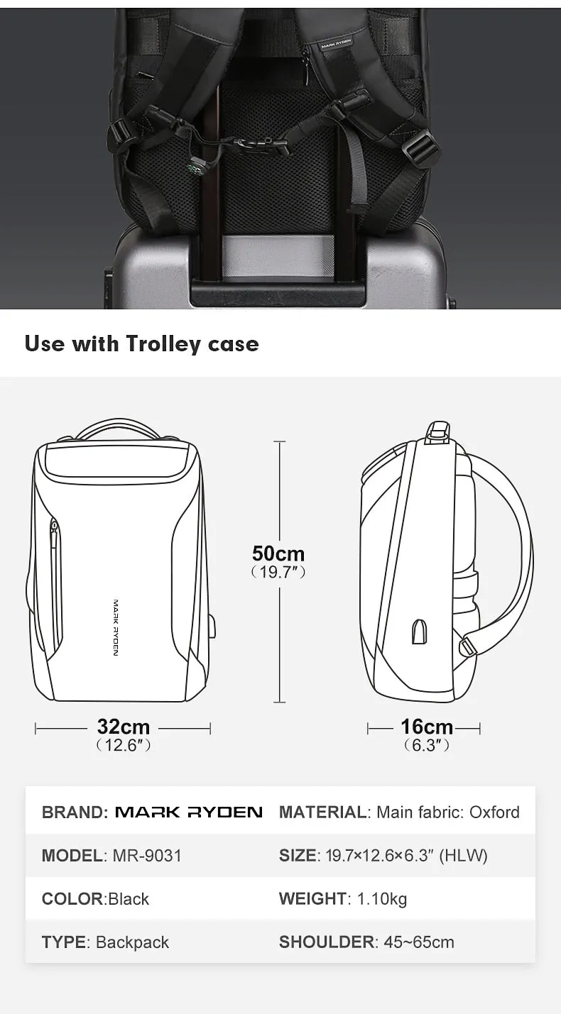 New Anti-thief Fashion Men Backpack Multifunctional Waterproof 17.3 inch Laptop Bag Man USB Charging Travel Bag