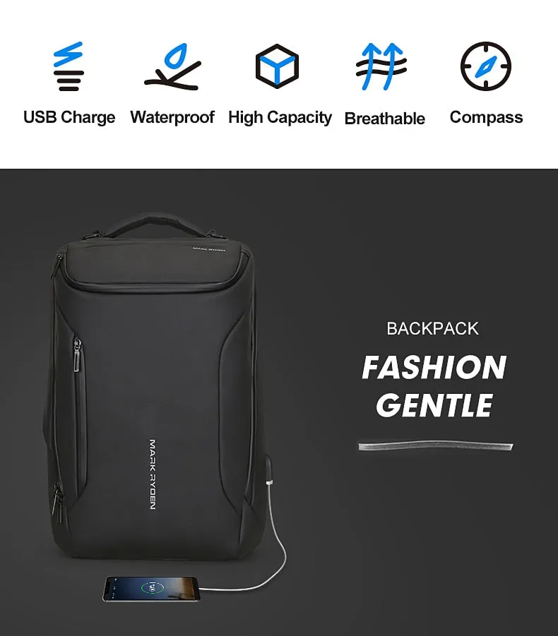 New Anti-thief Fashion Men Backpack Multifunctional Waterproof 17.3 inch Laptop Bag Man USB Charging Travel Bag