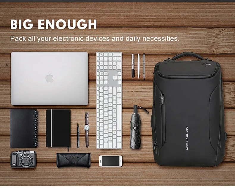 New Anti-thief Fashion Men Backpack Multifunctional Waterproof 17.3 inch Laptop Bag Man USB Charging Travel Bag