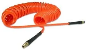 (New Multitools/quality) New 1/4" x 30ft ORANGE POLYURETHANE RECOIL AIR HOSE male SWIVEL Fittings