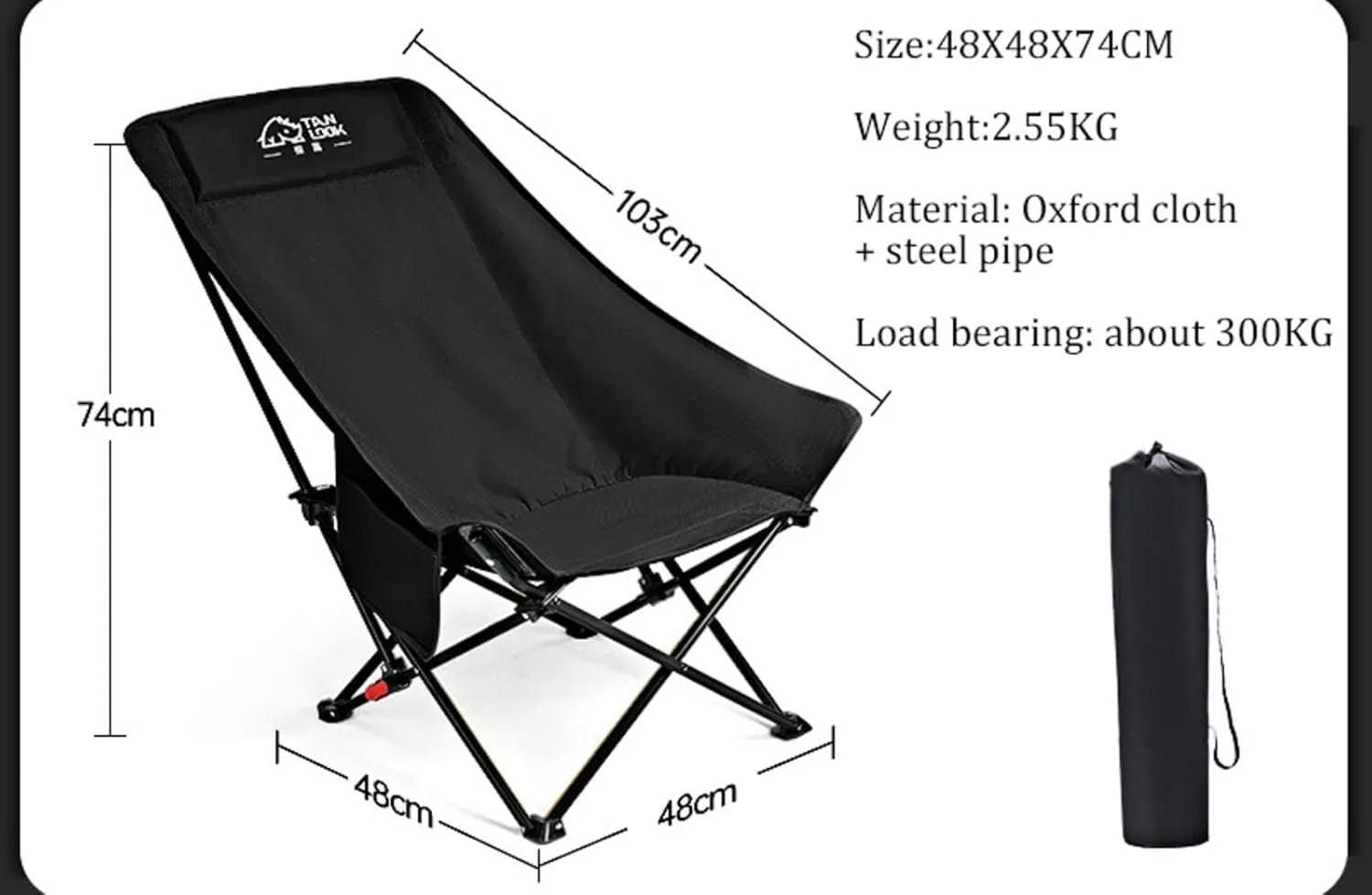 NIBHZ Folding Beach Chairs for Adults, Camping Chairs Adjustable Reclining Chairs Portable Foldable Beach Chairs for Beach Camping Sports Concerts Outdoor,Black