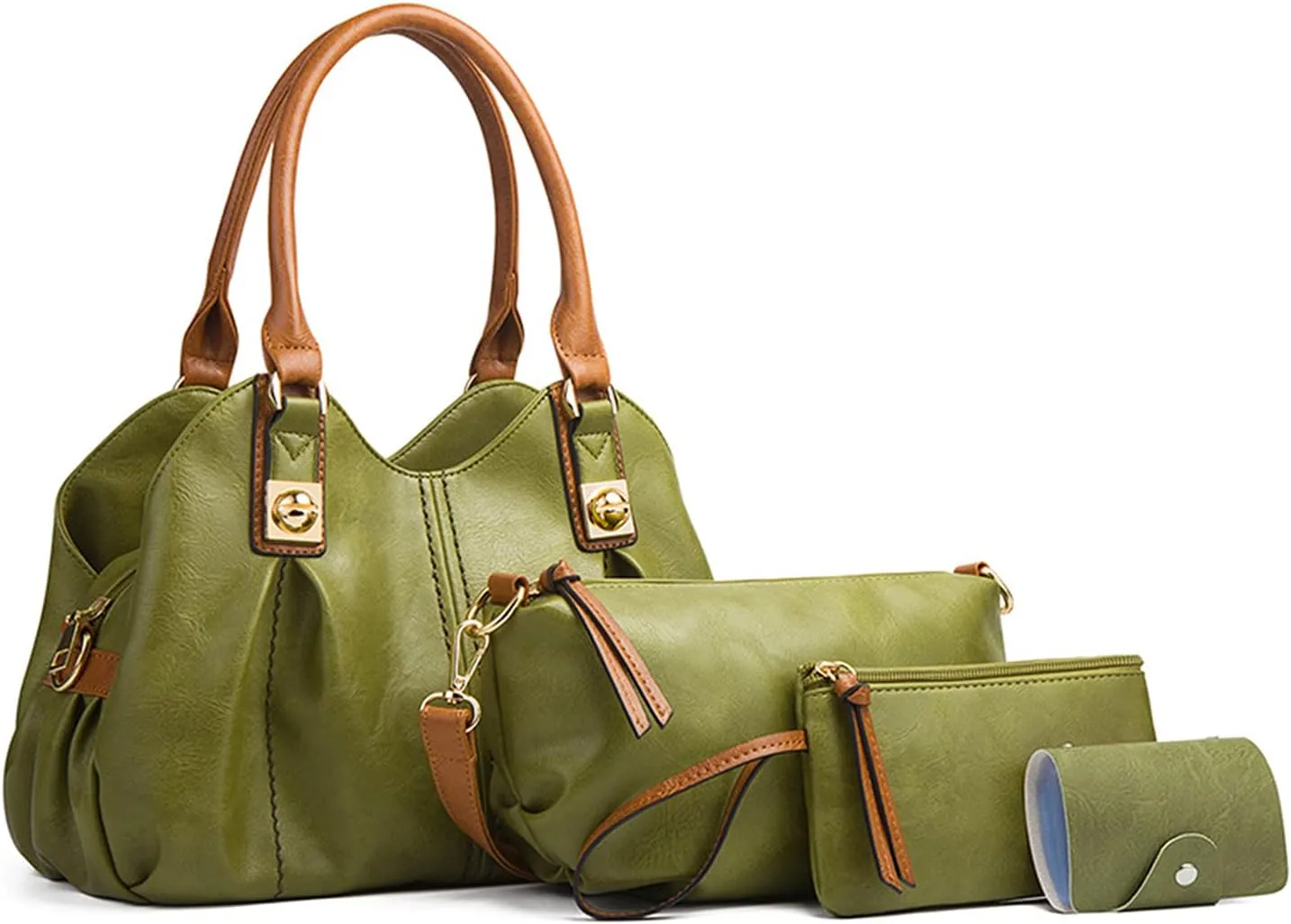 NICOLE & DORIS Fashion Women Handbags Ladies Set Bag Large Tote Bags with 4 Pieces Vintage Shoulder Bag