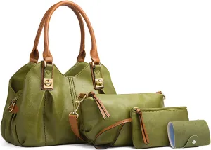 NICOLE & DORIS Fashion Women Handbags Ladies Set Bag Large Tote Bags with 4 Pieces Vintage Shoulder Bag