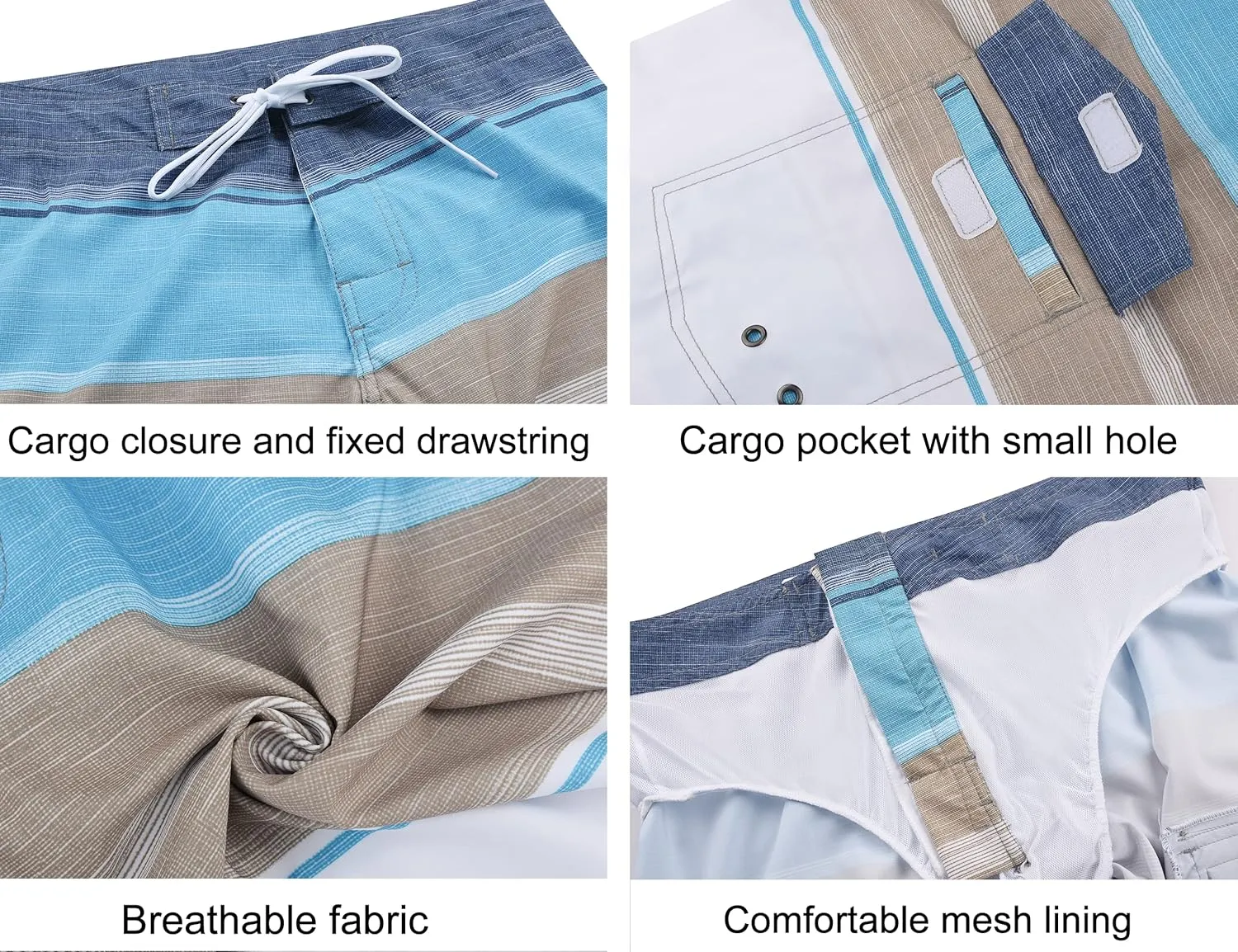 ninovino Men's Sportwear Swim Trunks Quick Dry Board Shorts with Lining