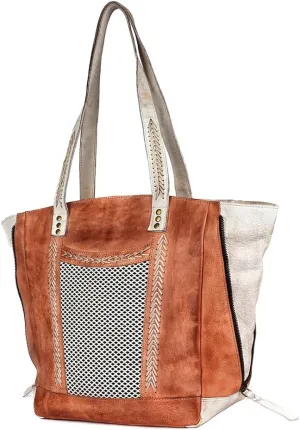 Nmbgm135A Tote Vintage Handmade Genuine Cowhide Leather Women Bag Western Handbag Purse
