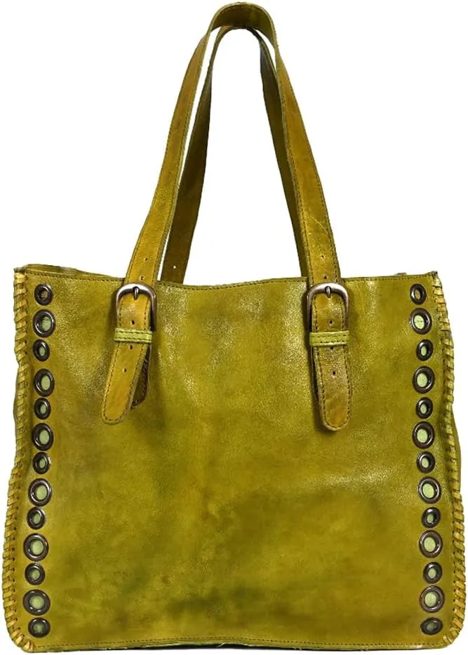Nmbgr109Olv Tote Vintage Handmade Genuine Cowhide Leather Women Bag Western Handbag Purse