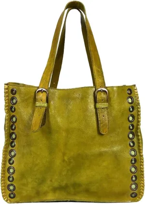 Nmbgr109Olv Tote Vintage Handmade Genuine Cowhide Leather Women Bag Western Handbag Purse
