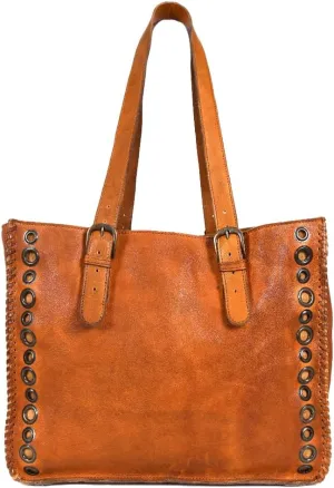 Nmbgr109Tan Tote Vintage Handmade Genuine Cowhide Leather Women Bag Western Handbag Purse