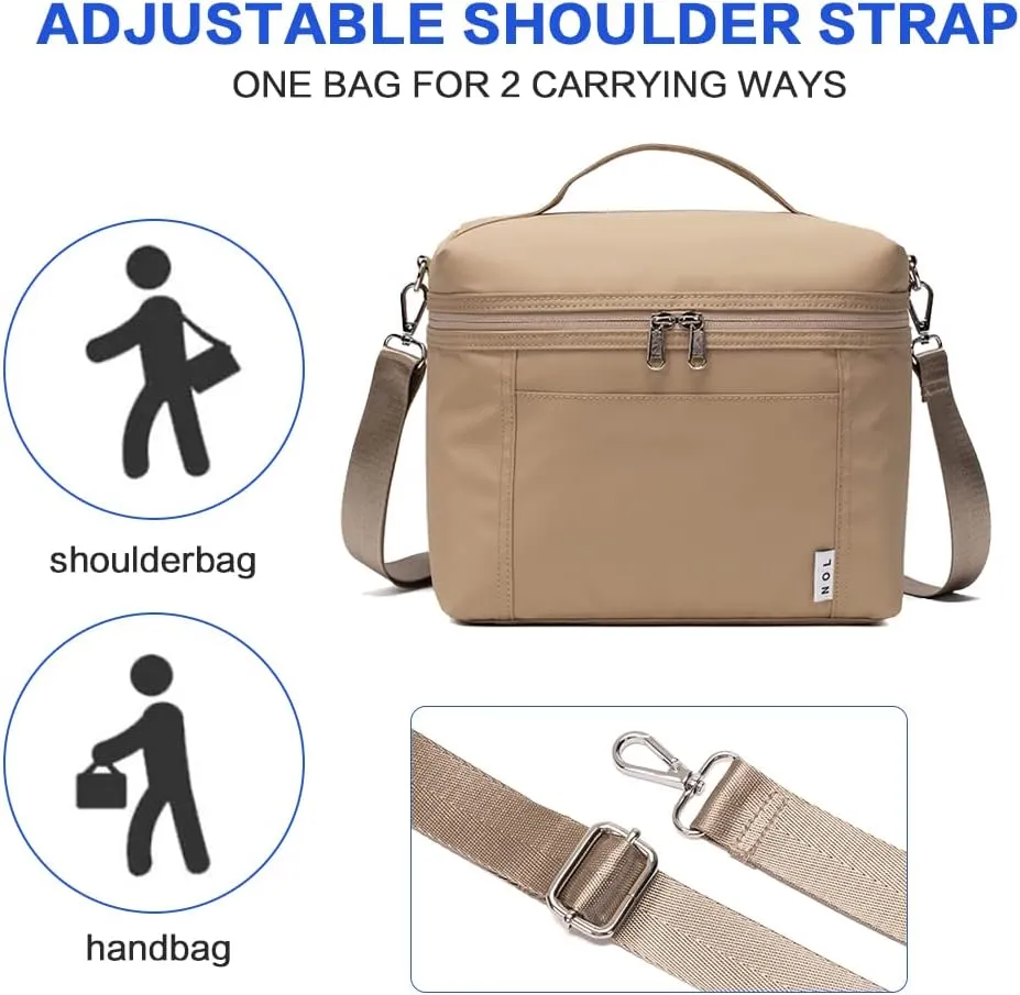 NOL Natural Organic Lifestyle Insulated Lunch Bags for Women Cooler Bag Lightweight Nylon Waterproof Lunch Box For Work