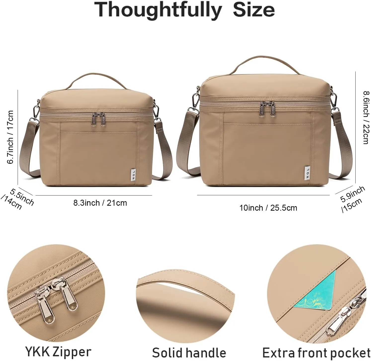 NOL Natural Organic Lifestyle Insulated Lunch Bags for Women Cooler Bag Lightweight Nylon Waterproof Lunch Box For Work