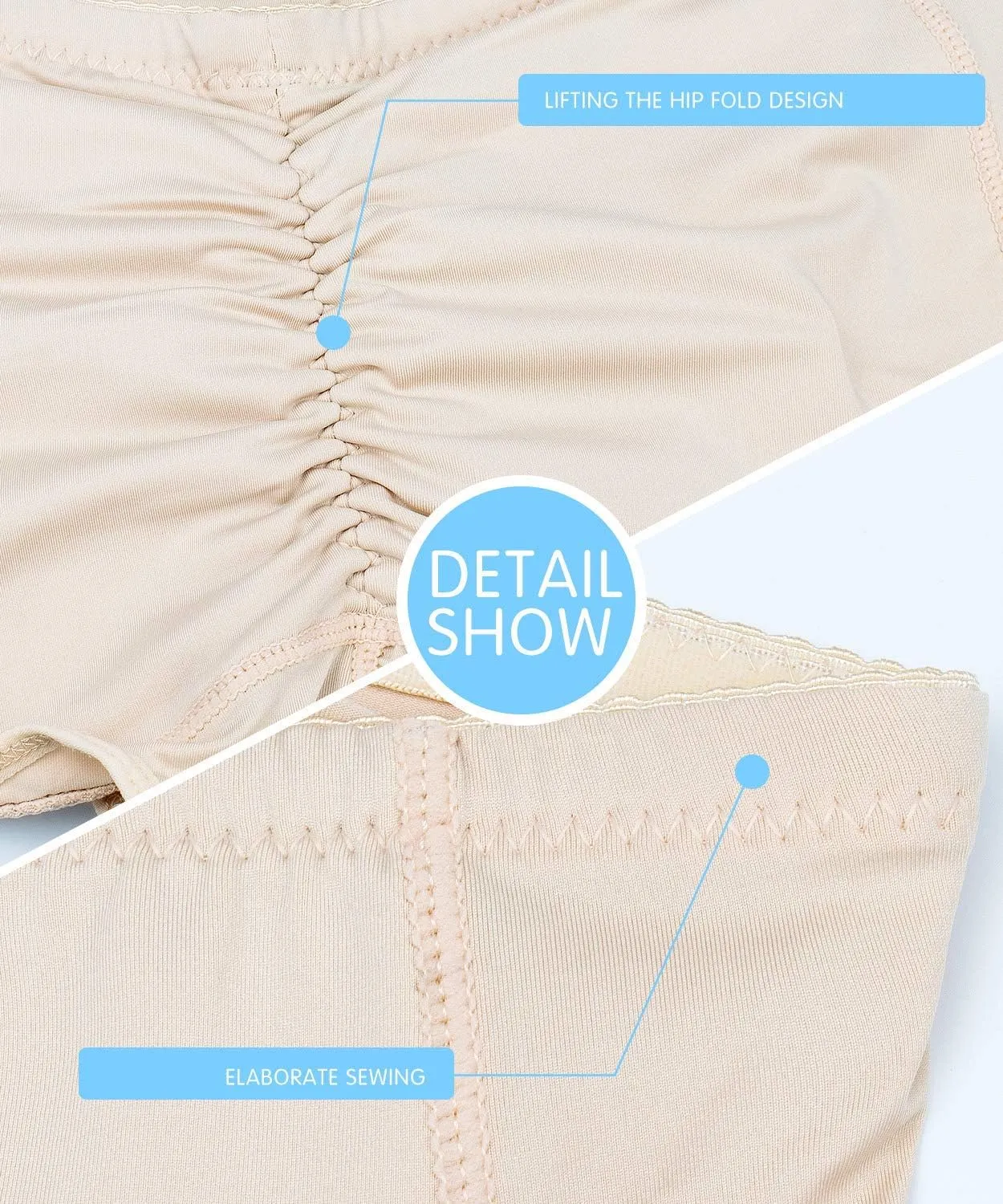 NonEcho Men Padded Underwear Briefs Boxers Men Butt Booster Hip Enhancer 4 Detachable Pads