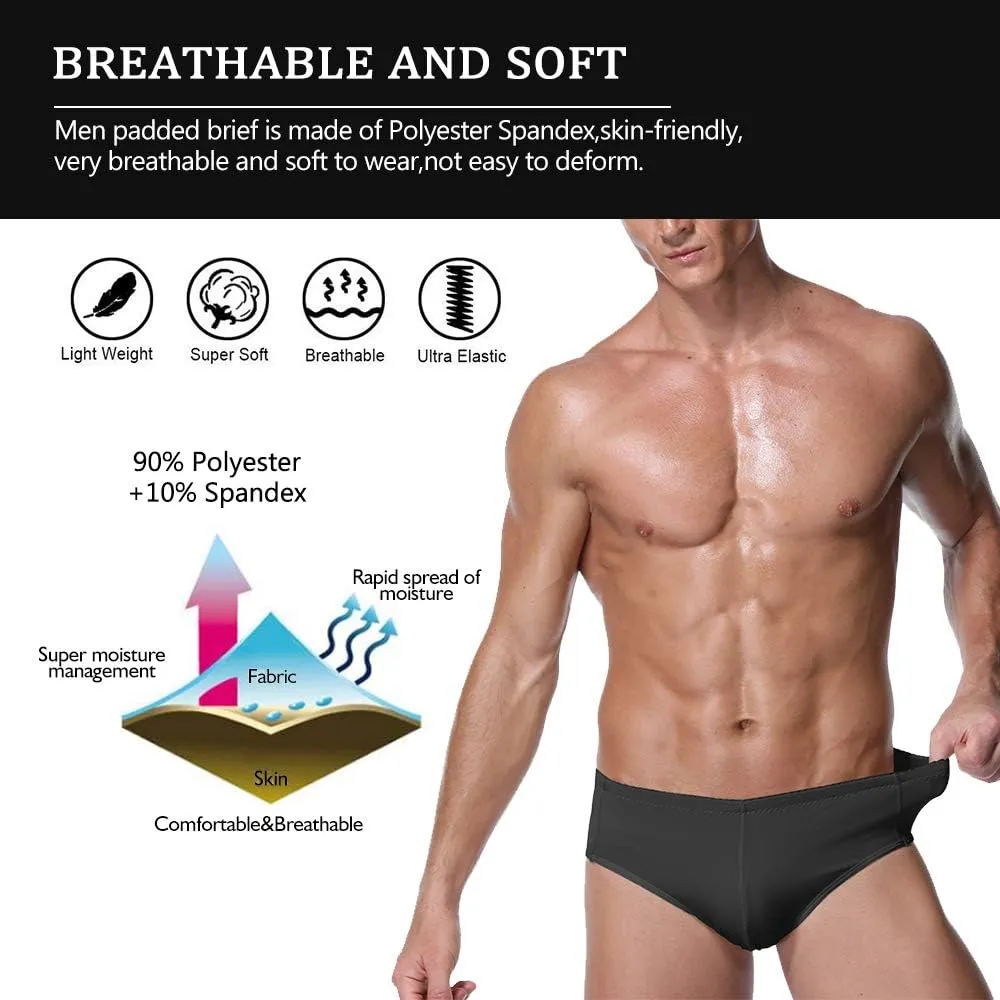 NonEcho Men Padded Underwear Briefs Boxers Men Butt Booster Hip Enhancer 4 Detachable Pads