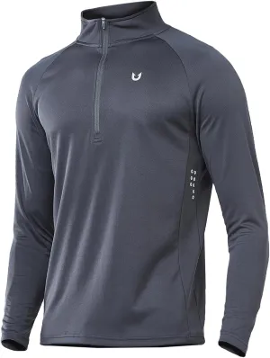 NORTHYARD Men's Running Shirt Long Sleeve Quarter Zip Pullover Moisture Wicking Quick Dry Athletic Workout Shirts