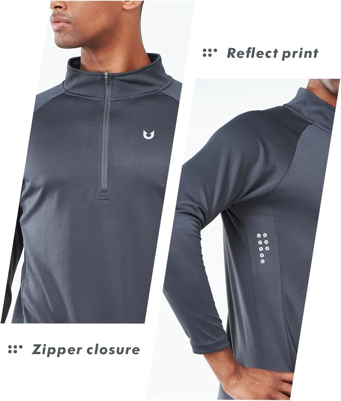 NORTHYARD Men's Running Shirt Long Sleeve Quarter Zip Pullover Moisture Wicking Quick Dry Athletic Workout Shirts