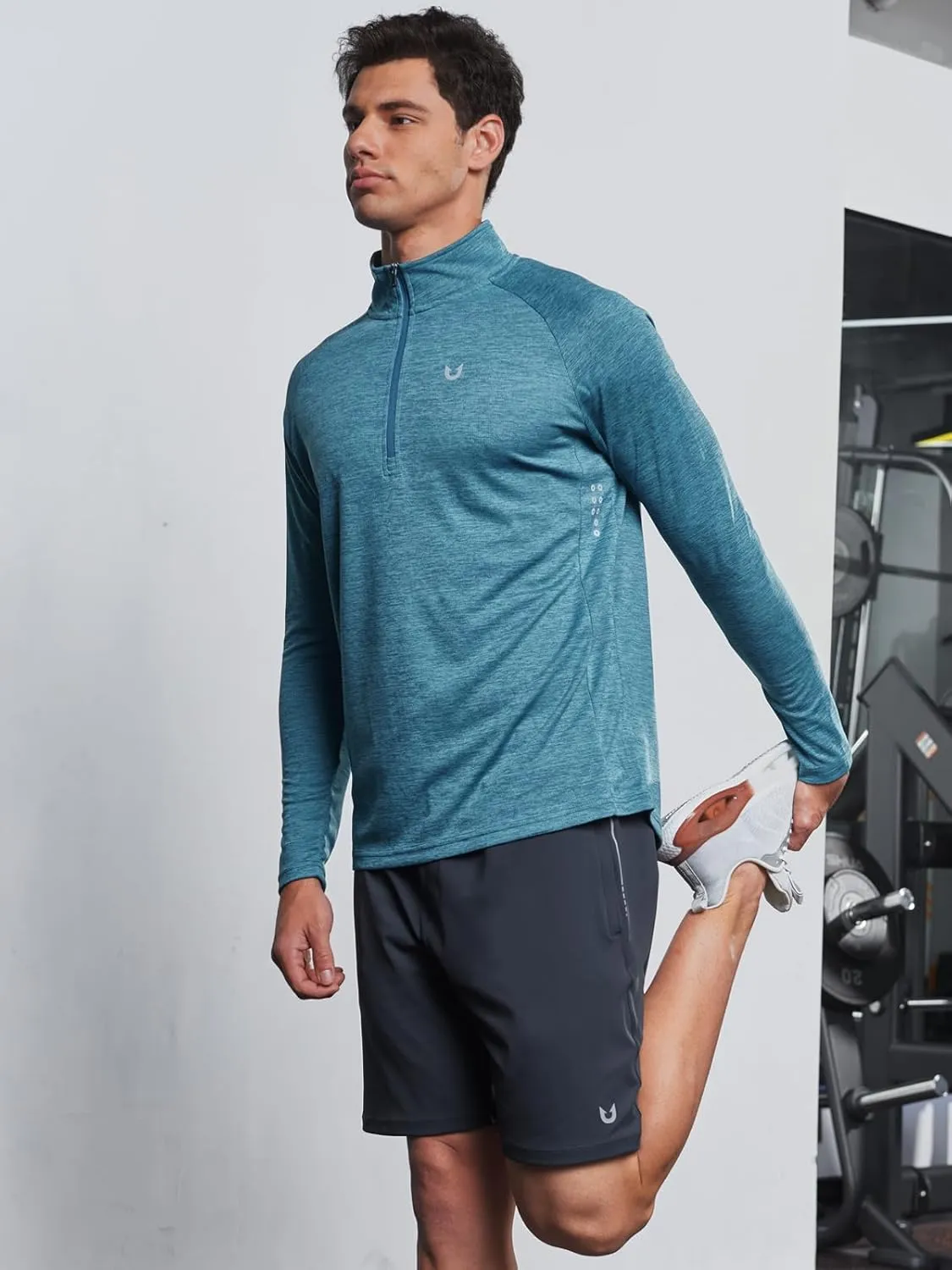 NORTHYARD Men's Running Shirt Long Sleeve Quarter Zip Pullover Moisture Wicking Quick Dry Athletic Workout Shirts