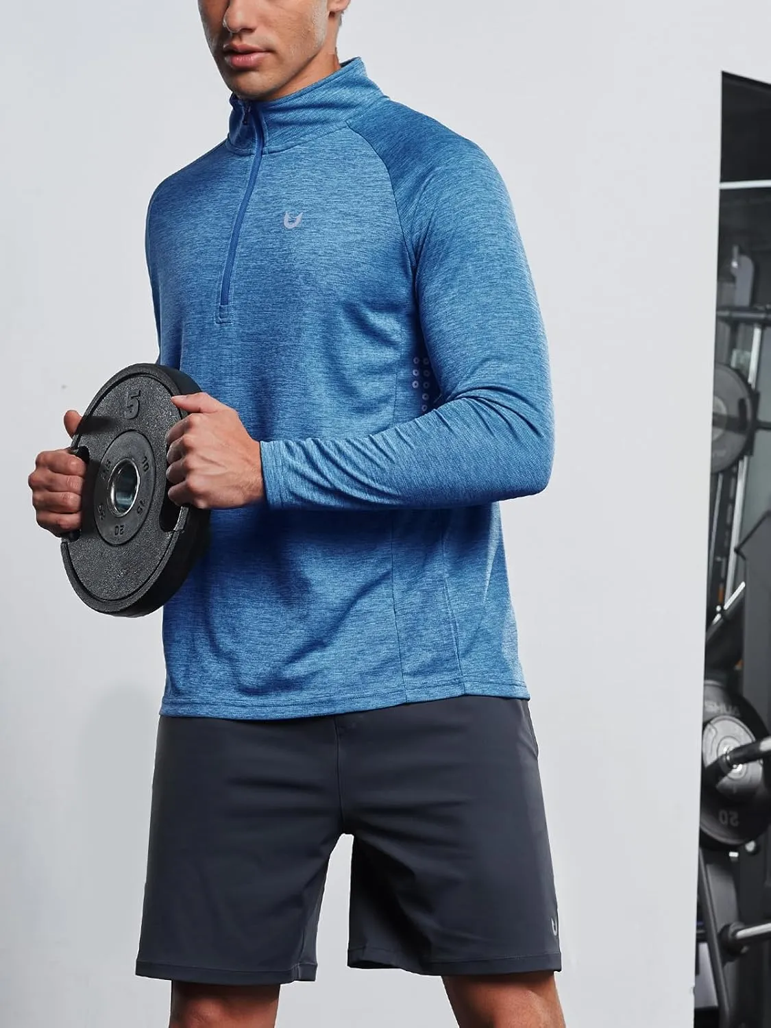 NORTHYARD Men's Running Shirt Long Sleeve Quarter Zip Pullover Moisture Wicking Quick Dry Athletic Workout Shirts