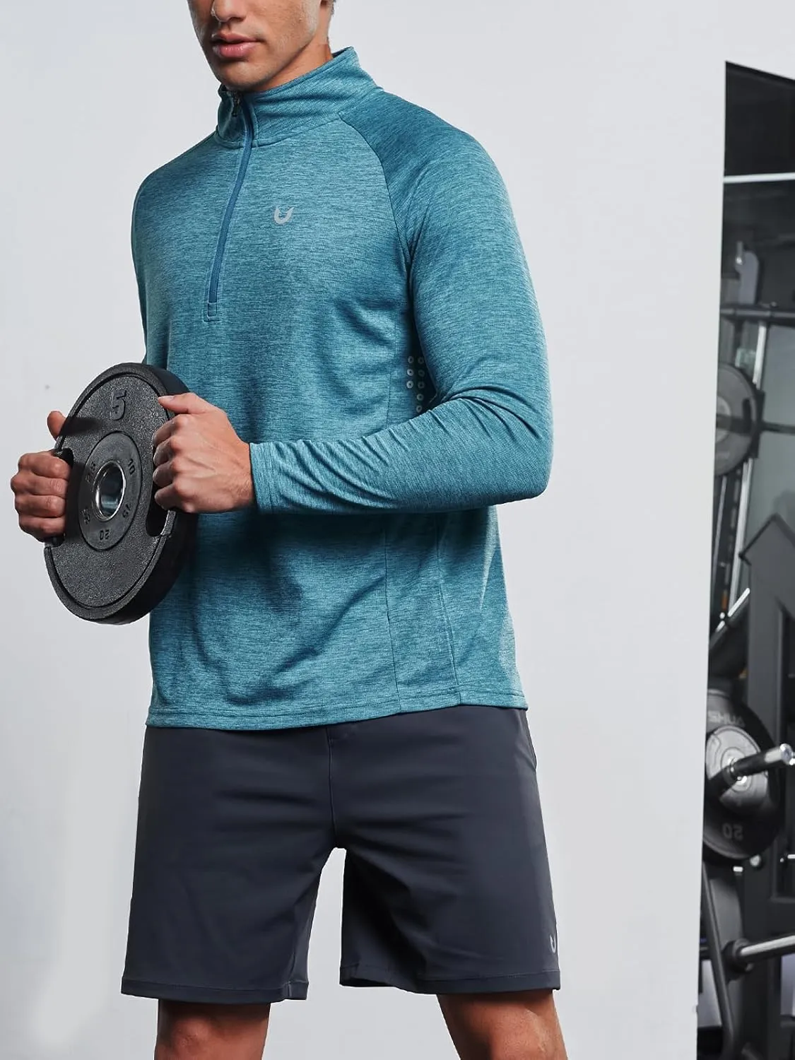 NORTHYARD Men's Running Shirt Long Sleeve Quarter Zip Pullover Moisture Wicking Quick Dry Athletic Workout Shirts