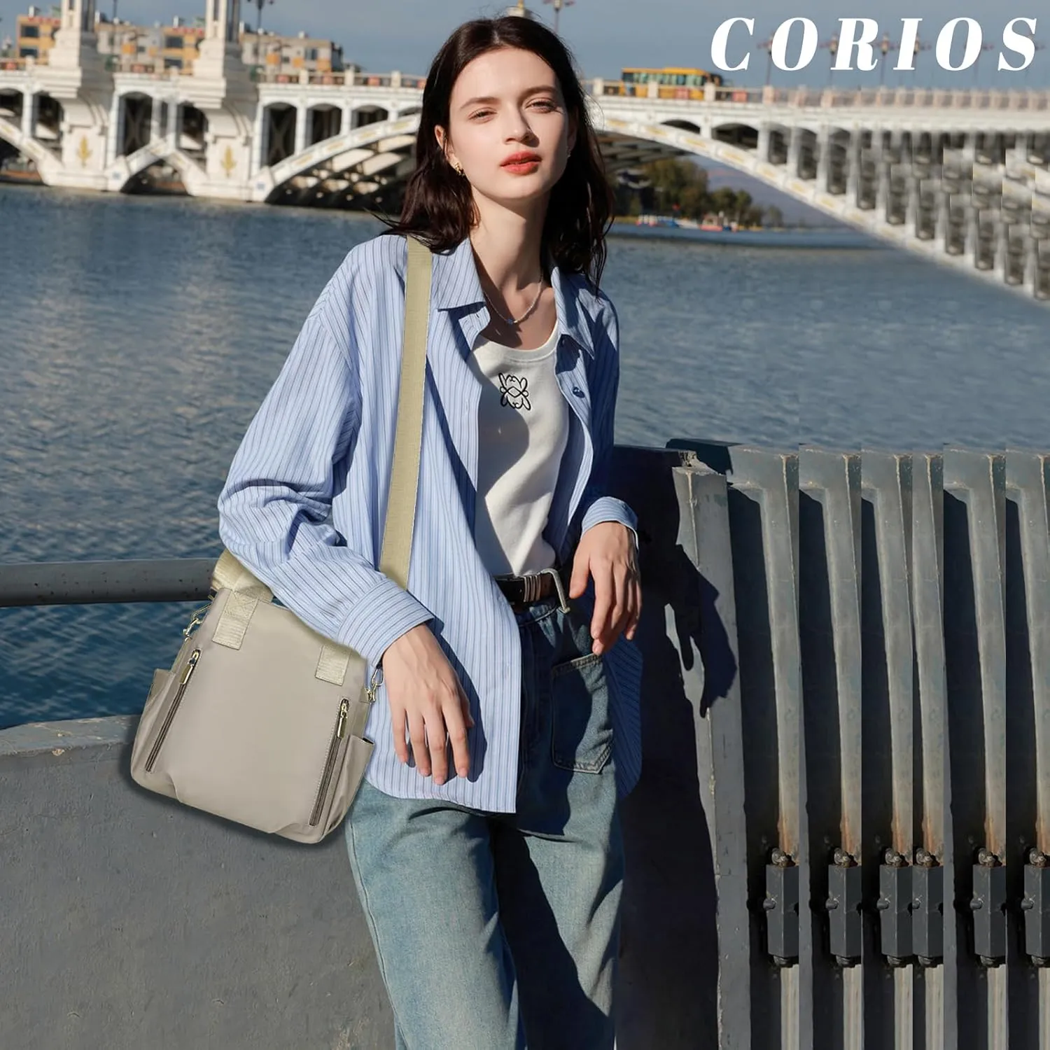 Nylon Crossbody Bag for Women - Waterproof Shoulder Bag with Multi Pockets and Top Handle