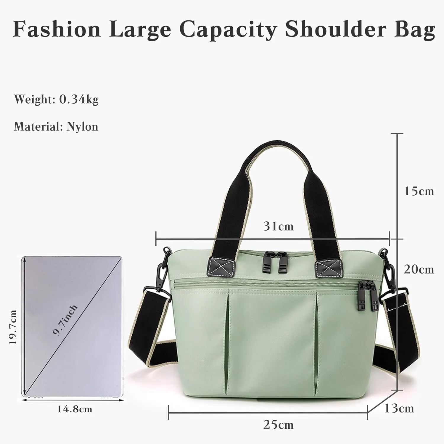 Nylon Handbag Waterproof Shoulder Bag for Women - Casual Crossbody Top Handle Messenger Bag