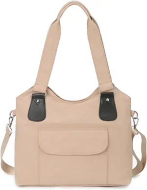 Nylon Shoulder Bag for Women Waterproof Handbag Casual Crossbody Bag Multi Pockets Messenger Bag Top Handle Bag