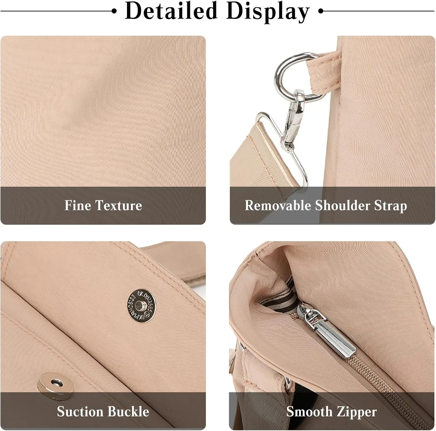 Nylon Shoulder Bag for Women Waterproof Handbag Casual Crossbody Bag Multi Pockets Messenger Bag Top Handle Bag