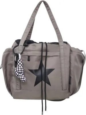 Nylon Star Messenger Bag Y2K, Cute Tote Bags Aesthetic, Small Travel Crossbody Shoulder Bags For Women (Light Grey)