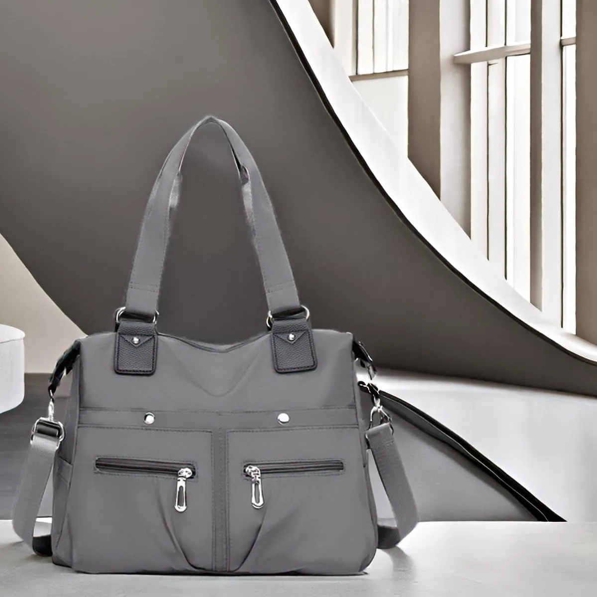 Nylon Waterproof Tote Bag,Large Capacity Waterproof Multi Pocket Shoulder Bag,Adjustable Shoulder Crossbody Bag.