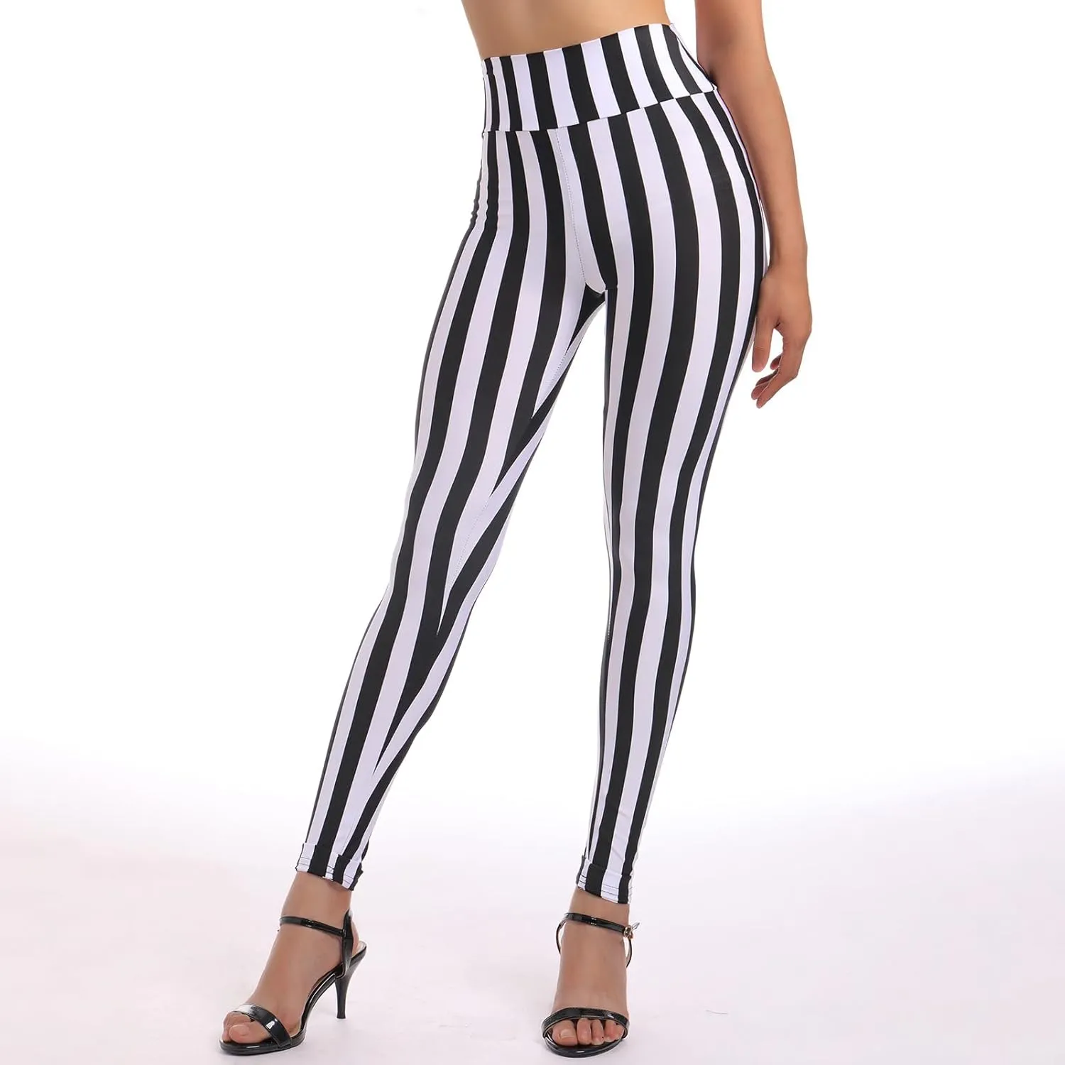 ODIZLI Womens Striped Print Breathable Slim Fit Leggings Pants High Waisted