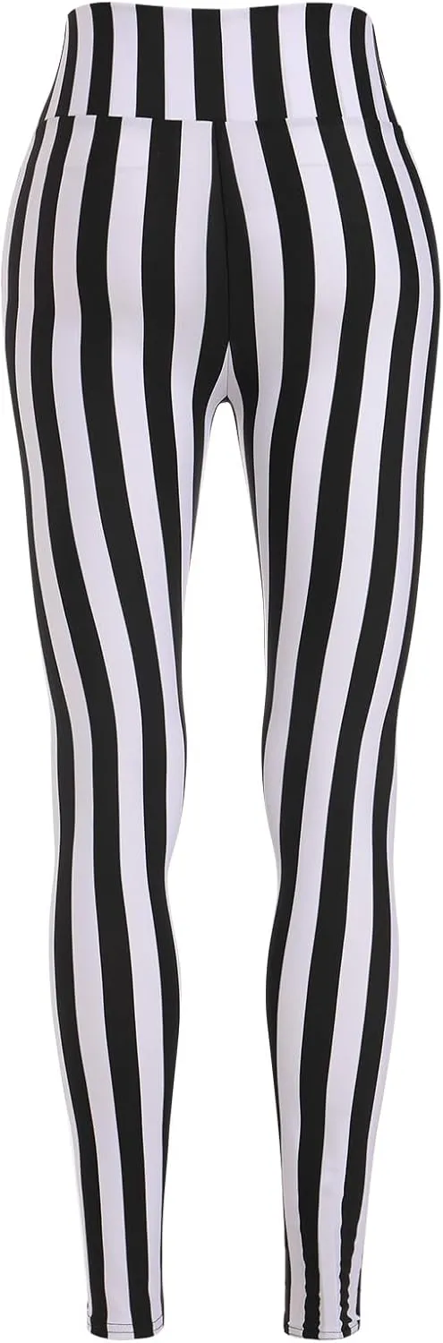 ODIZLI Womens Striped Print Breathable Slim Fit Leggings Pants High Waisted