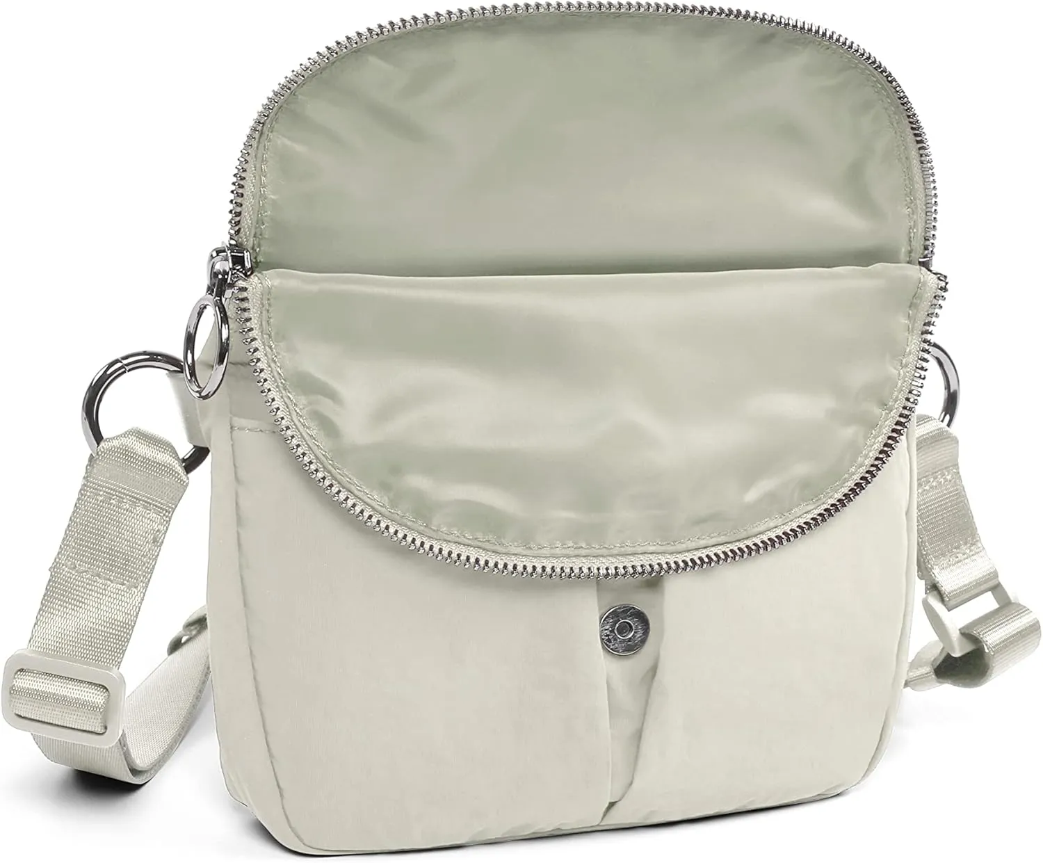 ODODOS 1.2L Mini Crossbody Bag with Adjustable Strap Festival Bag Fanny Pack for Outdoor, Workout, Travel, and Casual, Light Grey