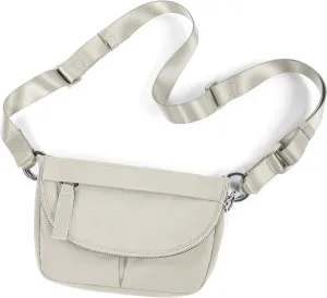 ODODOS 1.2L Mini Crossbody Bag with Adjustable Strap Festival Bag Fanny Pack for Outdoor, Workout, Travel, and Casual, Light Grey