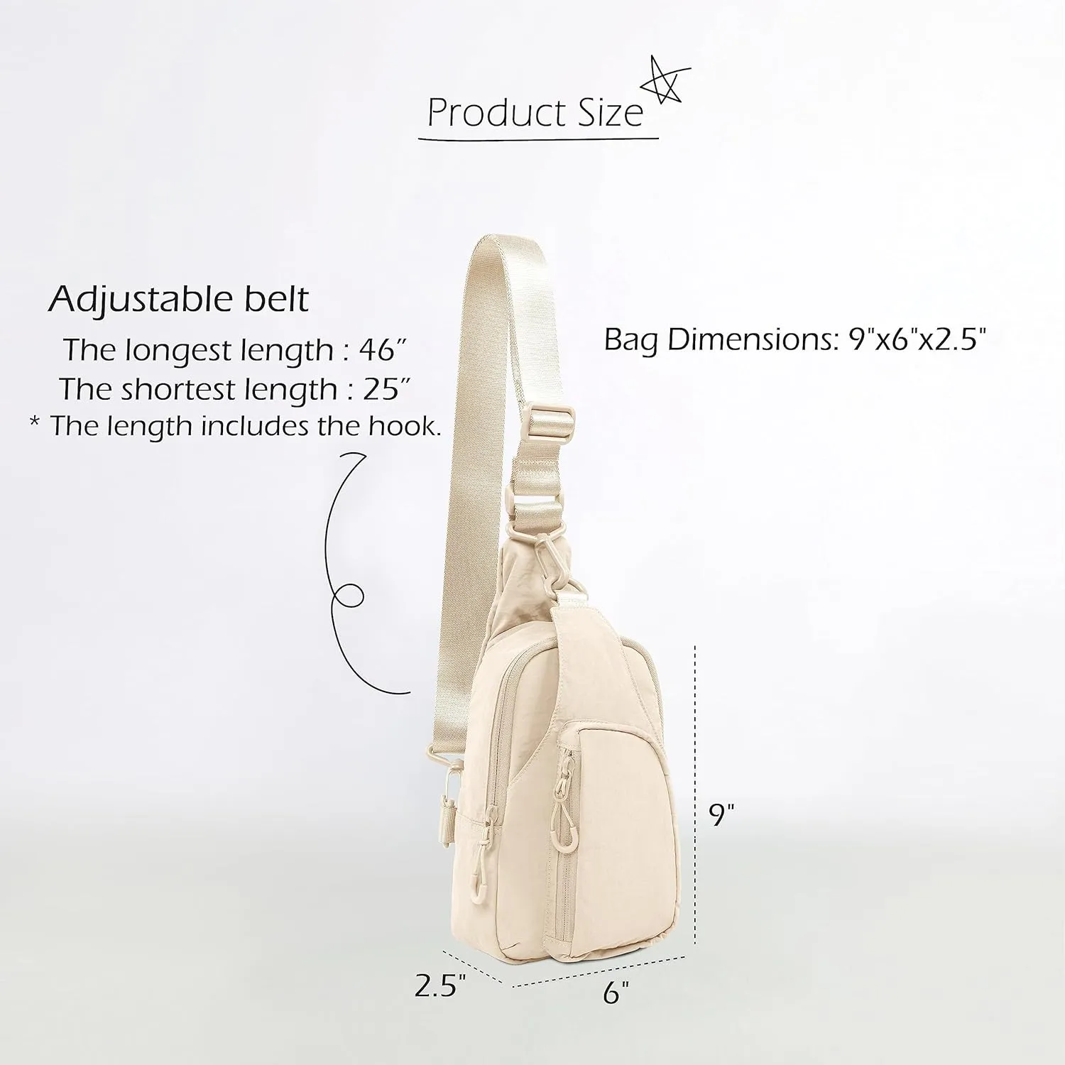 ODODOS Daily Sling Bag with Adjustable Straps Crossbody Chest Bag Lightweight Small Backpack for Casual Traveling Hiking
