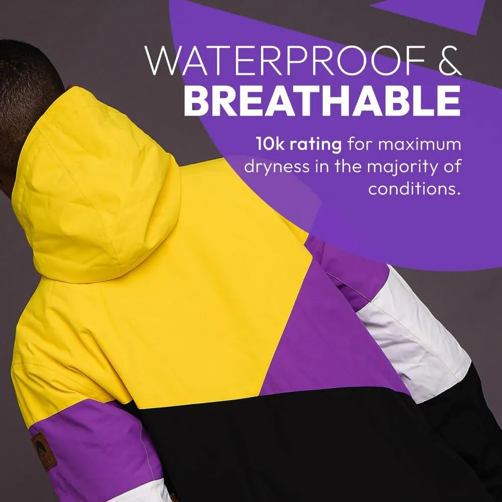 OOSC Fresh Pow Snowboard & Ski Jacket Men | Yellow, Purple, Black | Waterproof, Breathable &Insulated | Recycled Polyester